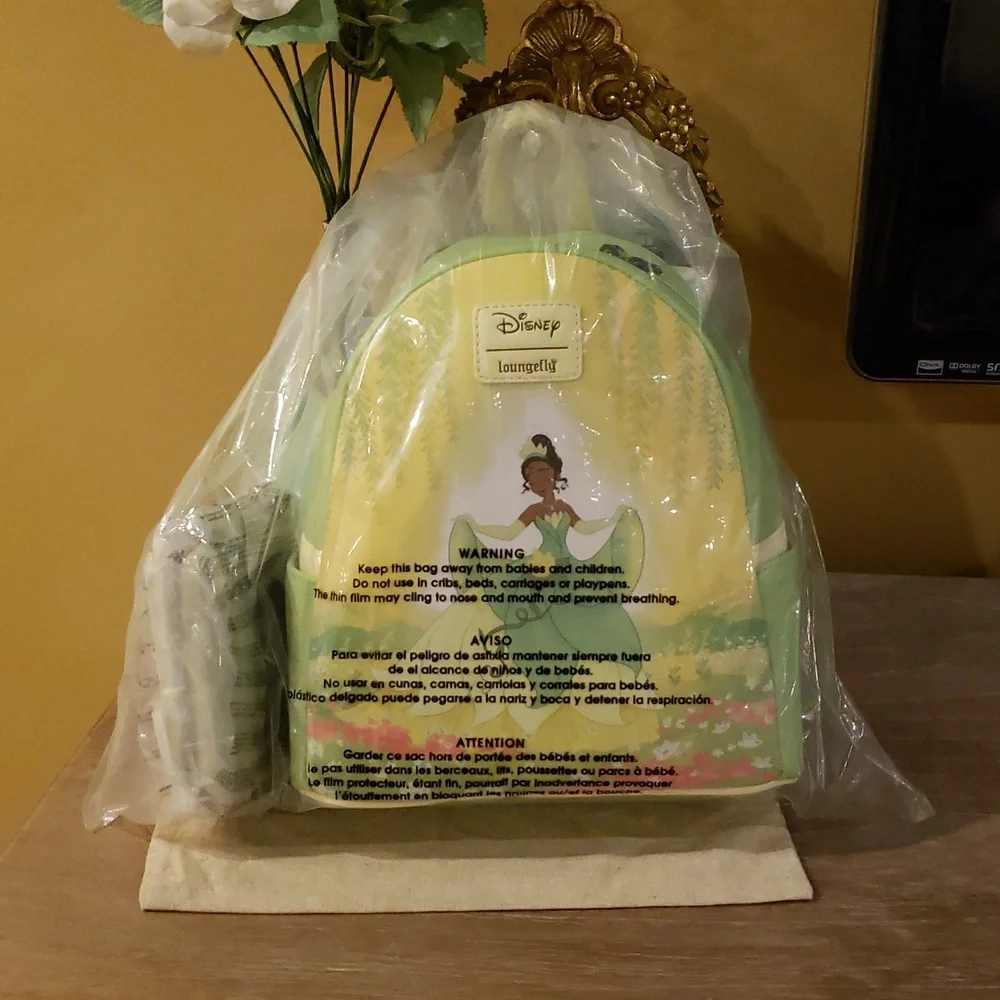 NWT! Disney X LoungeFly Princess and The Frog Tiara Mini Backpack & Wallet Set